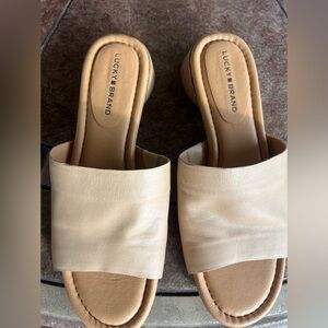 Lucky Brand Cream Mules with Minimalist Design